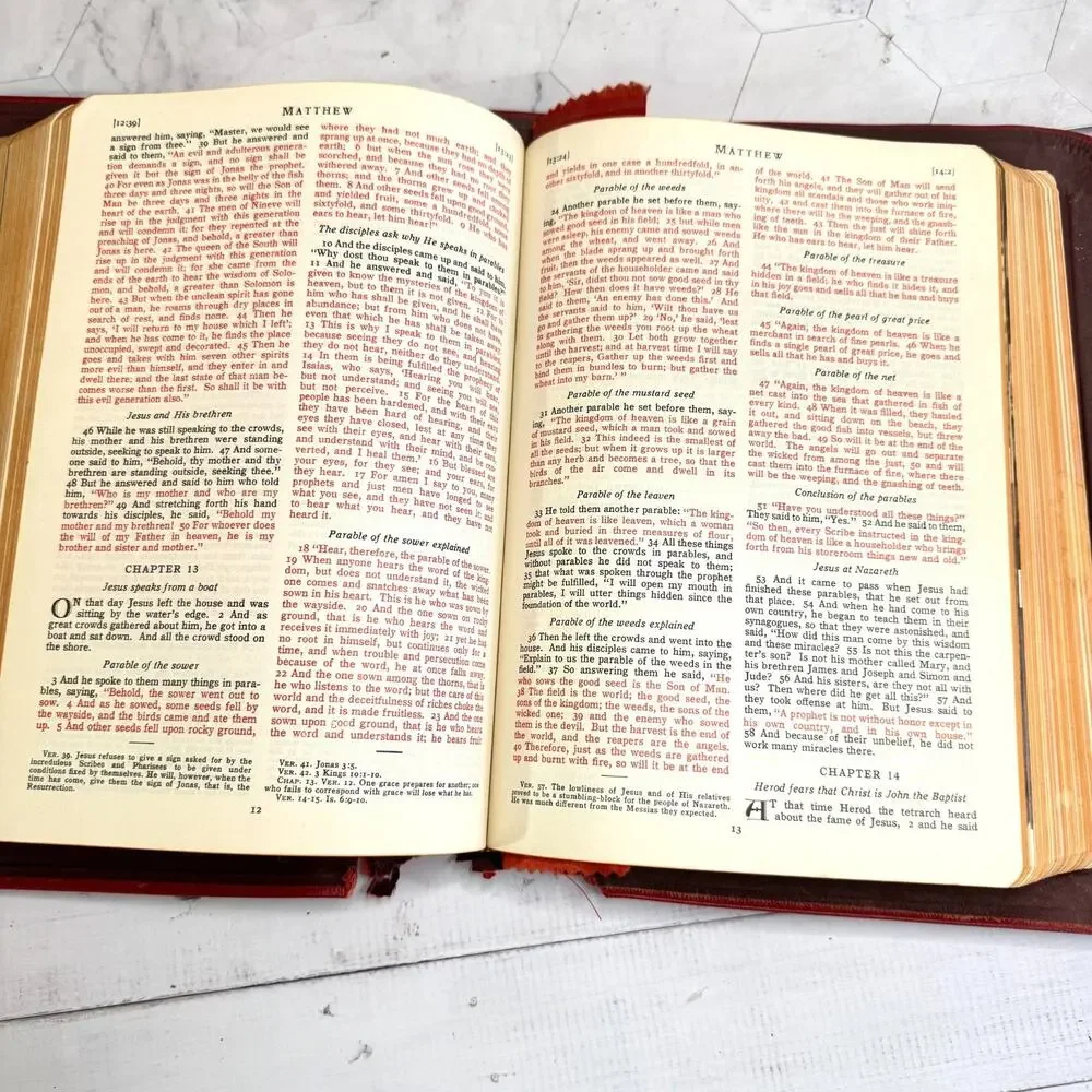 Vtg Holy Bible Catholic Press Papal Edition Red Leather Cover 1952 Special Type